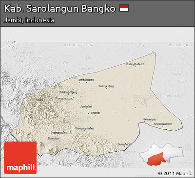 Shaded Relief 3D Map of Kab. Sarolangun Bangko, lighten, desaturated