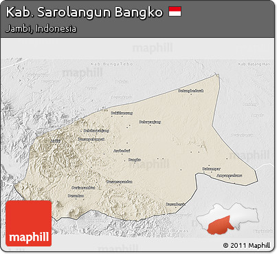 Shaded Relief 3D Map of Kab. Sarolangun Bangko, lighten, desaturated