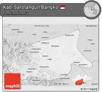 Silver Style 3D Map of Kab. Sarolangun Bangko