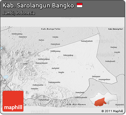 Silver Style 3D Map of Kab. Sarolangun Bangko