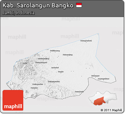 Silver Style 3D Map of Kab. Sarolangun Bangko, single color outside