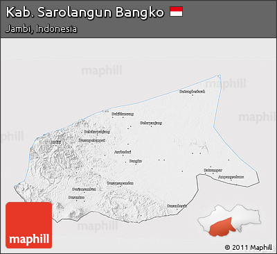 Silver Style 3D Map of Kab. Sarolangun Bangko, single color outside