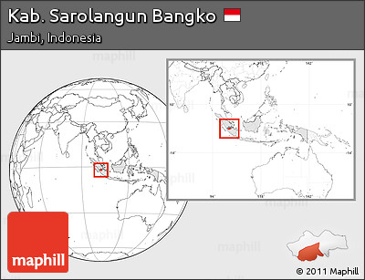 Blank Location Map of Kab. Sarolangun Bangko, highlighted country, highlighted parent region, within the entire country