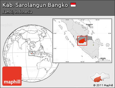 Blank Location Map of Kab. Sarolangun Bangko, highlighted country, highlighted parent region