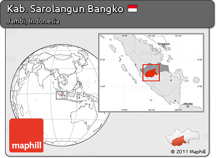 Blank Location Map of Kab. Sarolangun Bangko, highlighted country, highlighted parent region