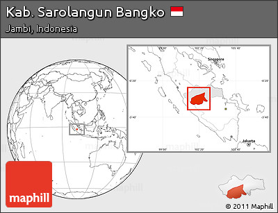 Blank Location Map of Kab. Sarolangun Bangko, highlighted parent region