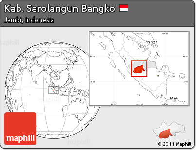 Blank Location Map of Kab. Sarolangun Bangko, highlighted parent region