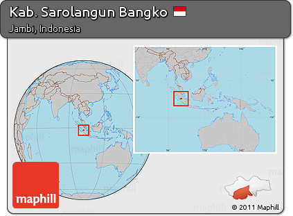 Gray Location Map of Kab. Sarolangun Bangko, within the entire country