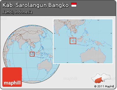 Gray Location Map of Kab. Sarolangun Bangko, within the entire country