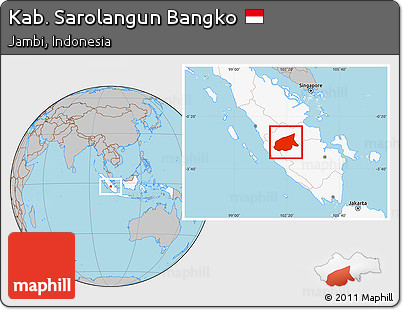 Gray Location Map of Kab. Sarolangun Bangko, highlighted country