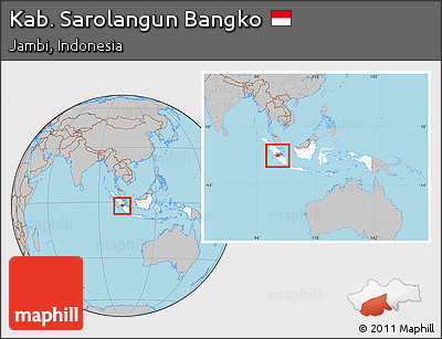 Gray Location Map of Kab. Sarolangun Bangko, highlighted country, highlighted parent region, within the entire country