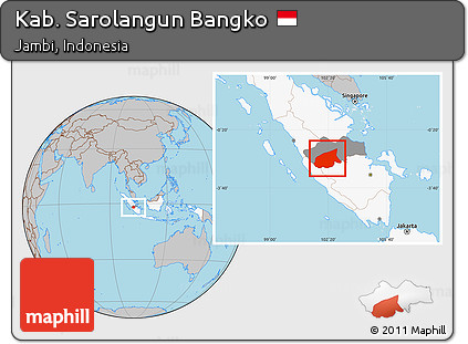 Gray Location Map of Kab. Sarolangun Bangko, highlighted country, highlighted parent region