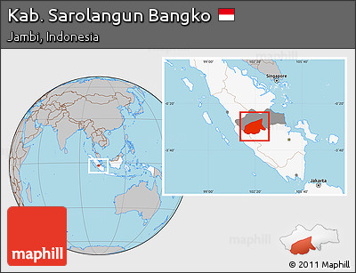 Gray Location Map of Kab. Sarolangun Bangko, highlighted country, highlighted parent region