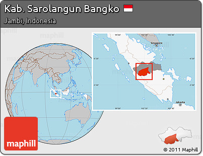 Gray Location Map of Kab. Sarolangun Bangko, highlighted country, highlighted parent region