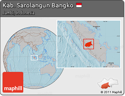 Gray Location Map of Kab. Sarolangun Bangko, hill shading