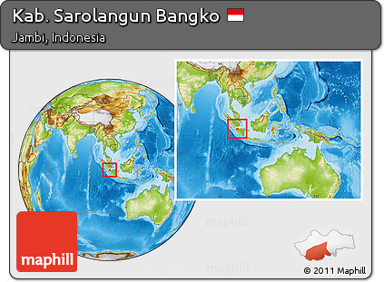 Physical Location Map of Kab. Sarolangun Bangko, highlighted parent region, within the entire country