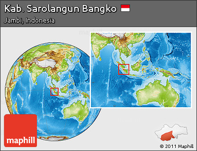 Physical Location Map of Kab. Sarolangun Bangko, highlighted parent region, within the entire country