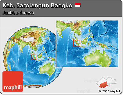 Physical Location Map of Kab. Sarolangun Bangko, highlighted parent region, within the entire country