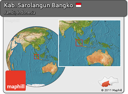 Satellite Location Map of Kab. Sarolangun Bangko, within the entire country