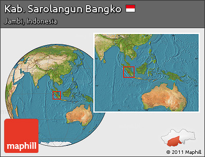 Satellite Location Map of Kab. Sarolangun Bangko, within the entire country