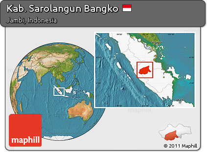 Satellite Location Map of Kab. Sarolangun Bangko, highlighted country