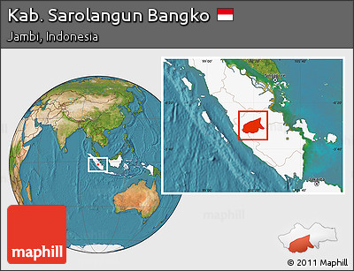 Satellite Location Map of Kab. Sarolangun Bangko, highlighted country
