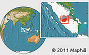 Satellite Location Map of Kab. Sarolangun Bangko, highlighted country, highlighted parent region