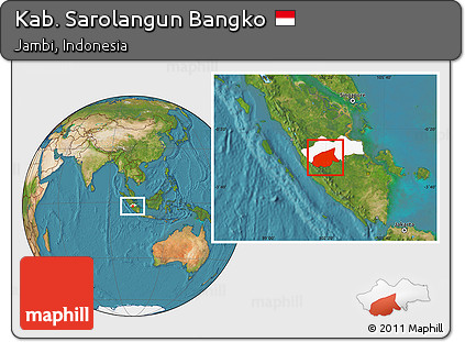 Satellite Location Map of Kab. Sarolangun Bangko, highlighted parent region