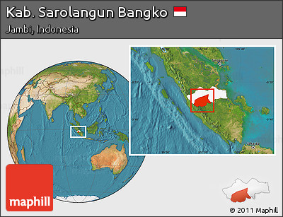 Satellite Location Map of Kab. Sarolangun Bangko, highlighted parent region