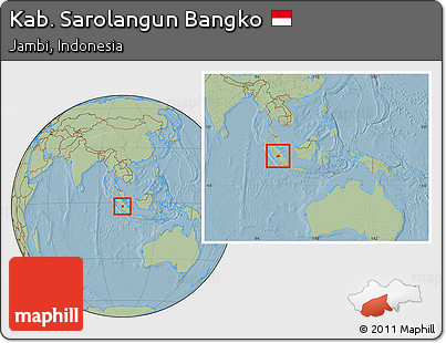 Savanna Style Location Map of Kab. Sarolangun Bangko, within the entire country, hill shading