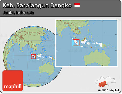 Savanna Style Location Map of Kab. Sarolangun Bangko, highlighted country, within the entire country