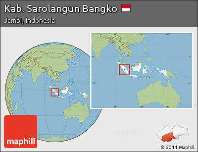 Savanna Style Location Map of Kab. Sarolangun Bangko, highlighted country, within the entire country