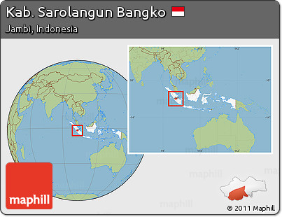 Savanna Style Location Map of Kab. Sarolangun Bangko, highlighted country, highlighted parent region, within the entire country