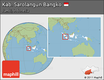 Savanna Style Location Map of Kab. Sarolangun Bangko, highlighted country, highlighted parent region, within the entire country
