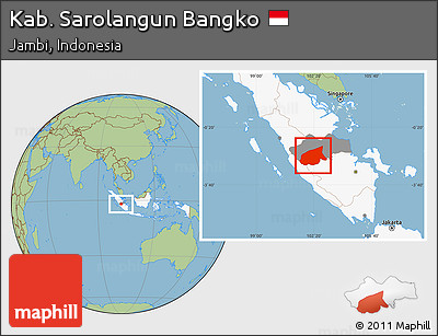 Savanna Style Location Map of Kab. Sarolangun Bangko, highlighted country, highlighted parent region