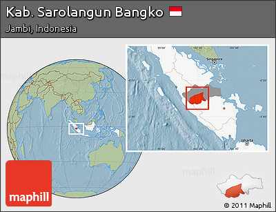 Savanna Style Location Map of Kab. Sarolangun Bangko, highlighted country, highlighted parent region, hill shading