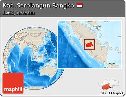 Shaded Relief Location Map of Kab. Sarolangun Bangko