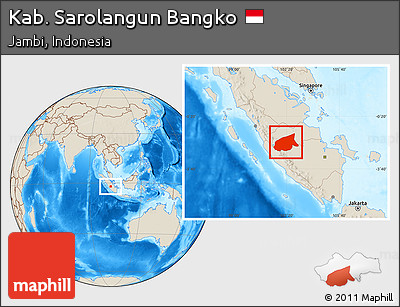 Shaded Relief Location Map of Kab. Sarolangun Bangko