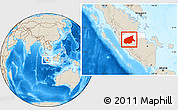 Shaded Relief Location Map of Kab. Sarolangun Bangko, highlighted parent region