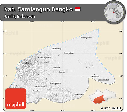 Classic Style Map of Kab. Sarolangun Bangko, single color outside