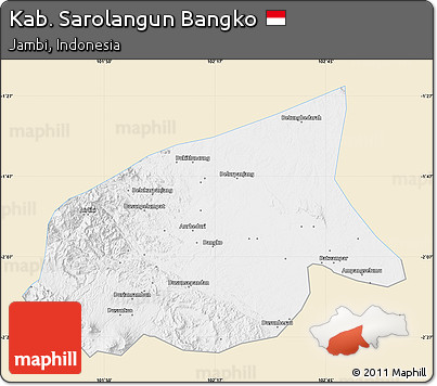 Classic Style Map of Kab. Sarolangun Bangko, single color outside
