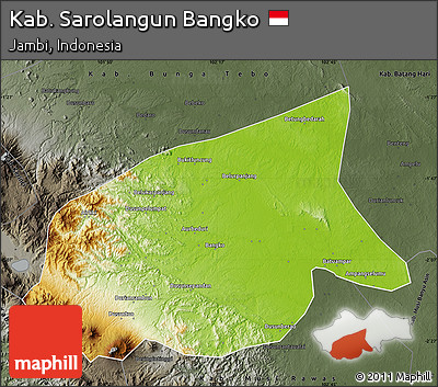 Physical Map of Kab. Sarolangun Bangko, darken, semi-desaturated