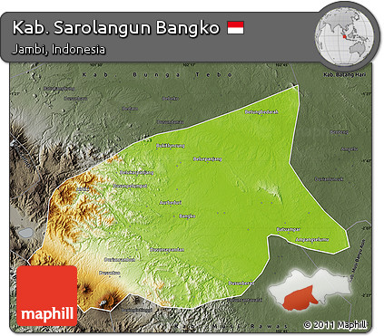 Physical Map of Kab. Sarolangun Bangko, darken, semi-desaturated