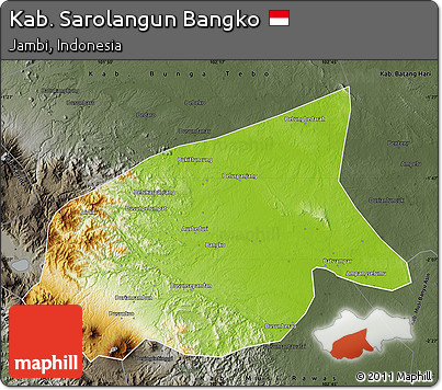Physical Map of Kab. Sarolangun Bangko, darken, semi-desaturated
