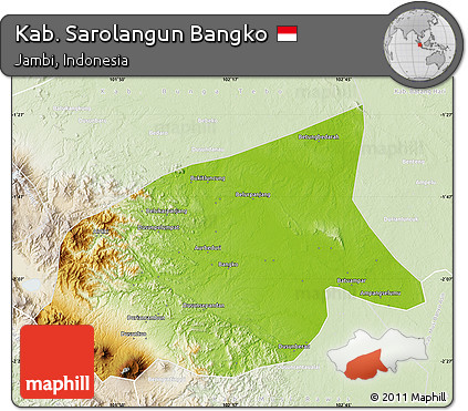Physical Map of Kab. Sarolangun Bangko, lighten