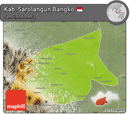 Physical Map of Kab. Sarolangun Bangko, semi-desaturated