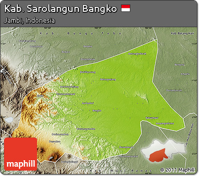 Physical Map of Kab. Sarolangun Bangko, semi-desaturated