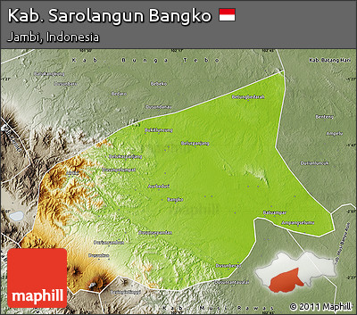 Physical Map of Kab. Sarolangun Bangko, semi-desaturated