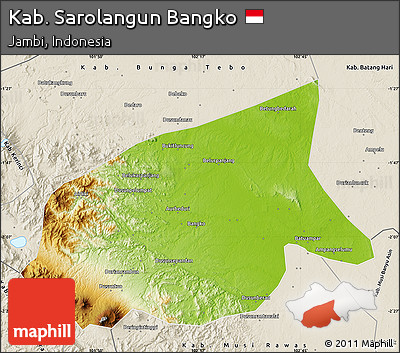 Physical Map of Kab. Sarolangun Bangko, shaded relief outside