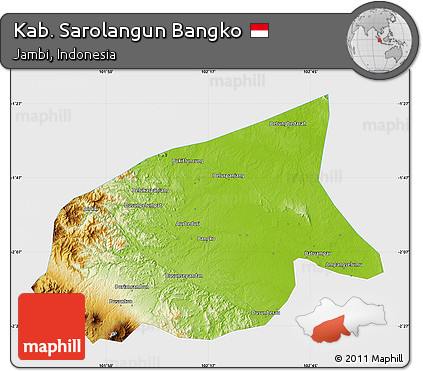 Physical Map of Kab. Sarolangun Bangko, single color outside